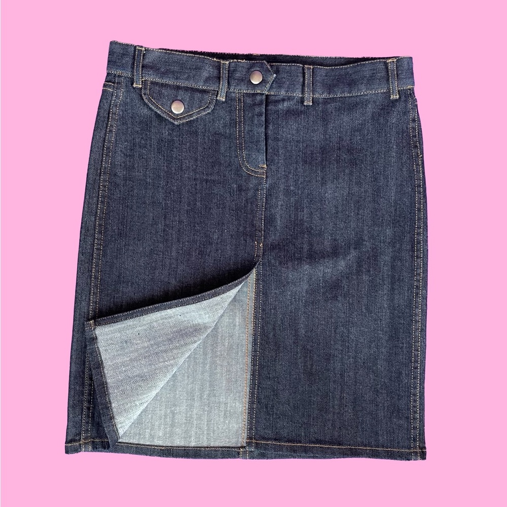 French Connection Asymmetrical Denim Skirt in Dark Blue